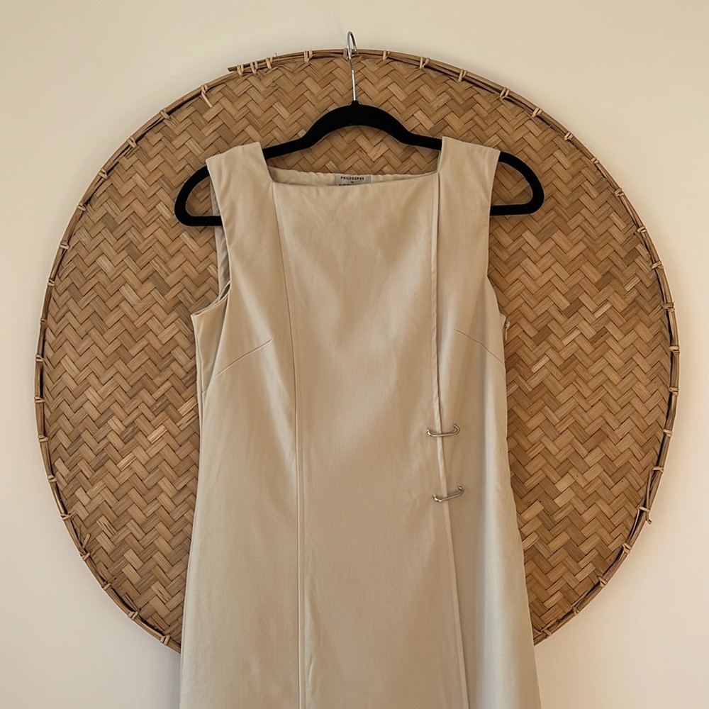 PHILOSOPHY DI ALBERTA FERRETTI CREAM CLASSIC SLEEVELESS DRESS MADE IN ITALY